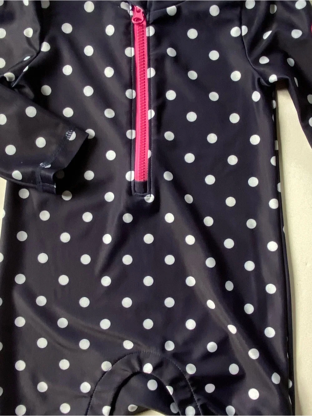 Gap Rashguard Swimsuit 12 18 Months One Piece Polka Dots Long Sleeve Girls EUC